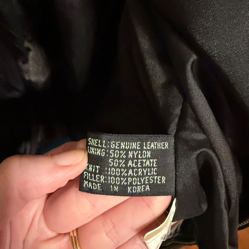 CODE ZERO 'High Intensity' Blue & Black Leather Bomber Jacket